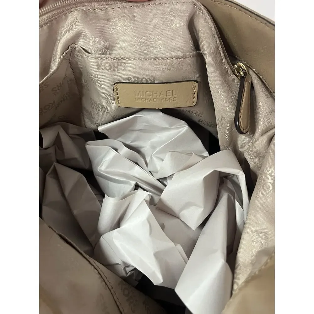 Michael Kors Jet Set Patent Leather Chain Tote Shoulder Bag Camel Gold EUC!
